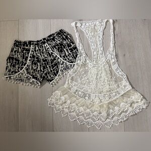 Beach Cover Up 2 Bundle - Ibiza Spain Lace Tank Top (S) | Thailand Shorts (XS)